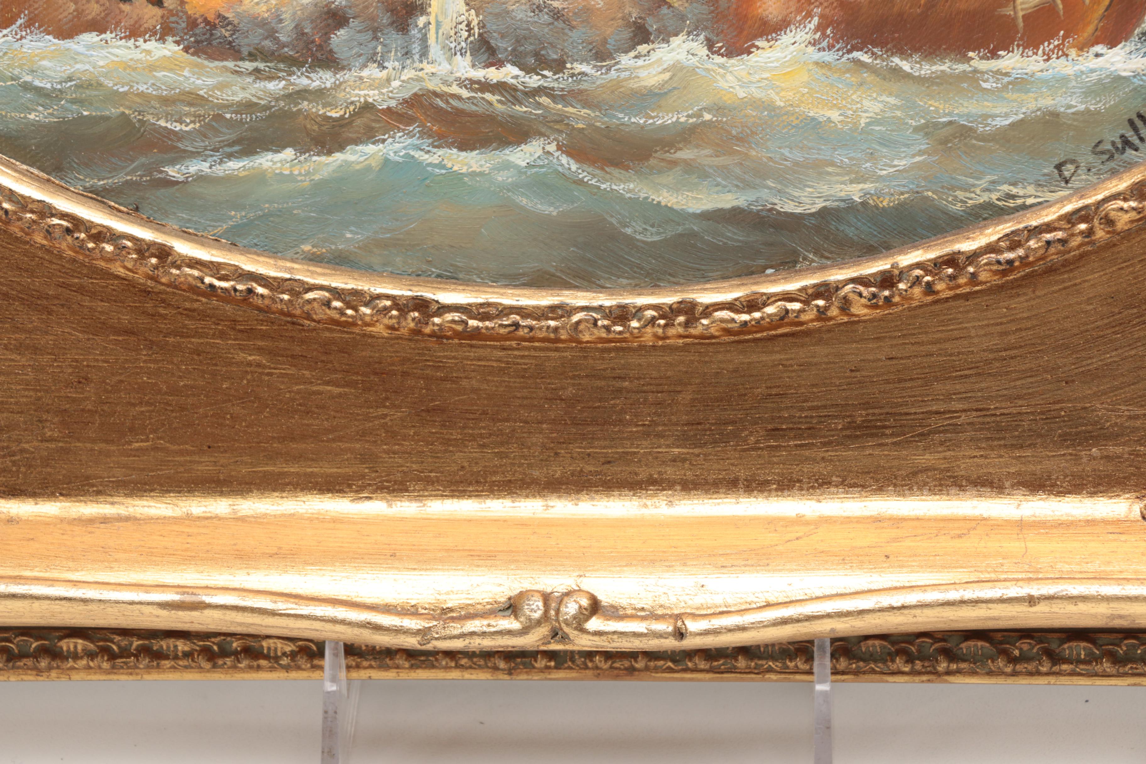 D. Sullivan Oil Painting on Canvas of Battling Ships