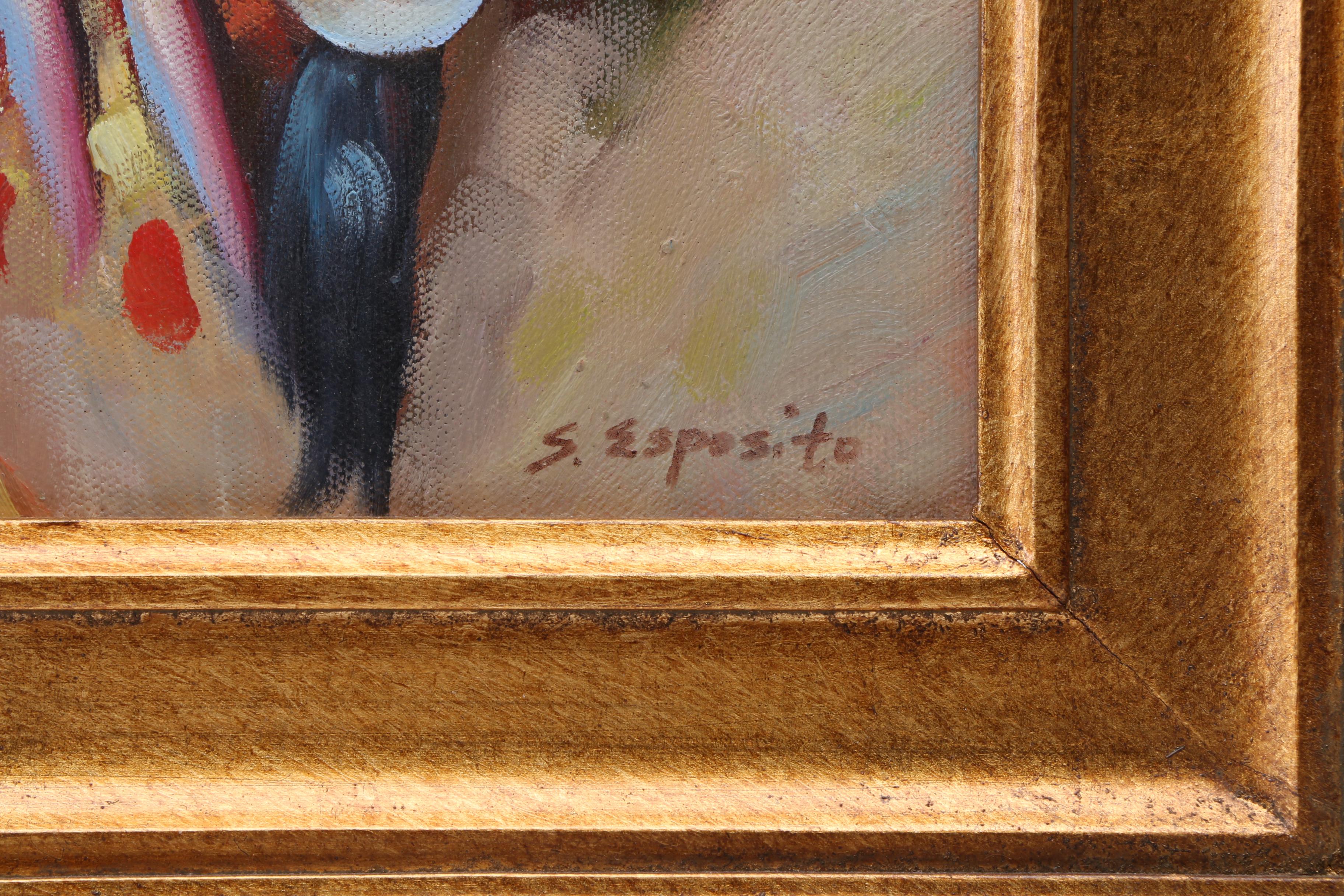 S. Esposito Oil on Canvas Portrait of Native American Girl