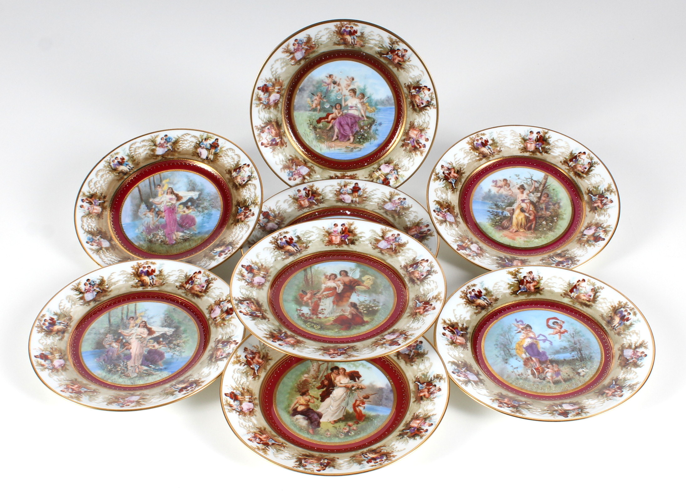 Eight Rosenthal Selb Hand-Painted Plates