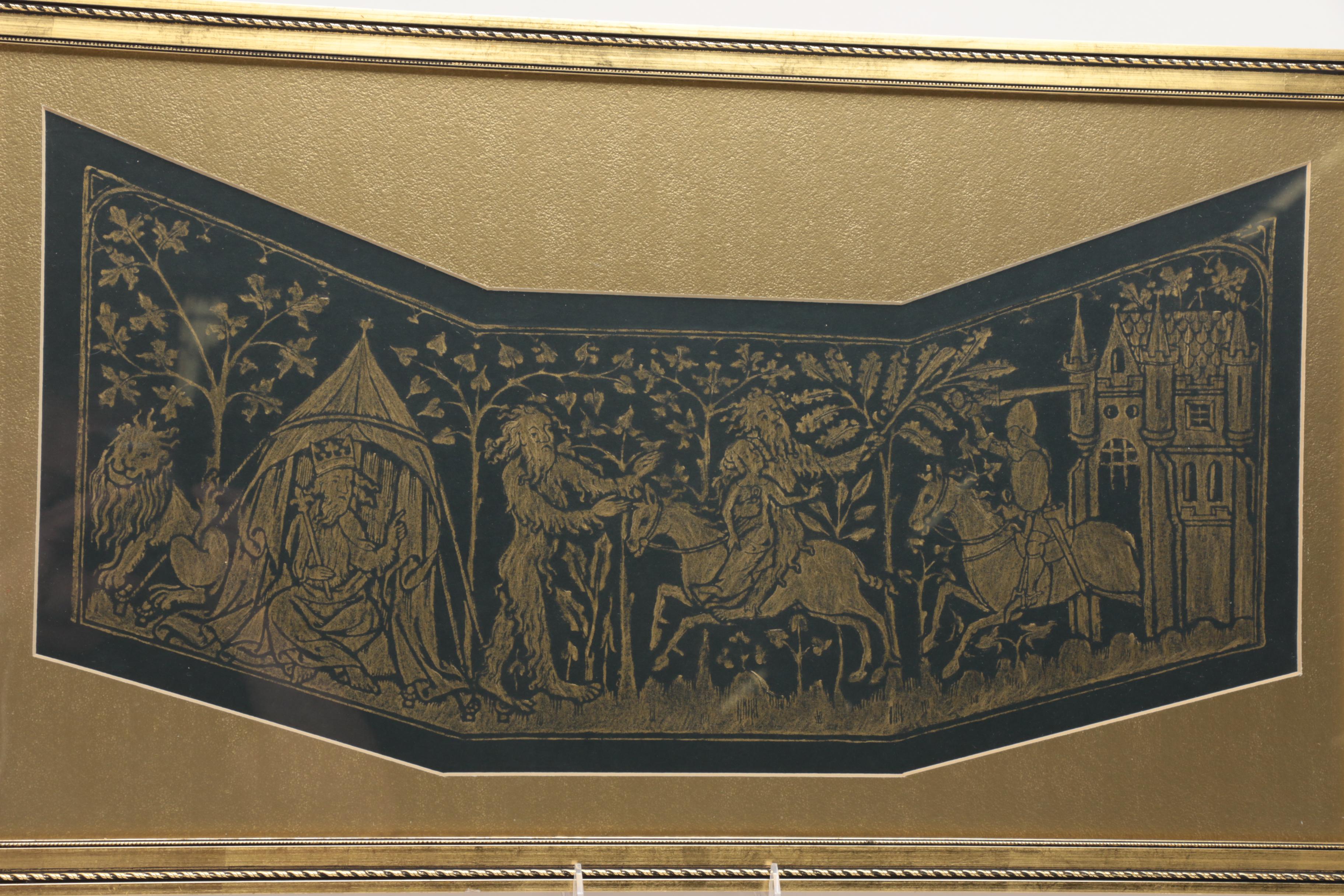 Gouache on Paper After a Medieval Relief