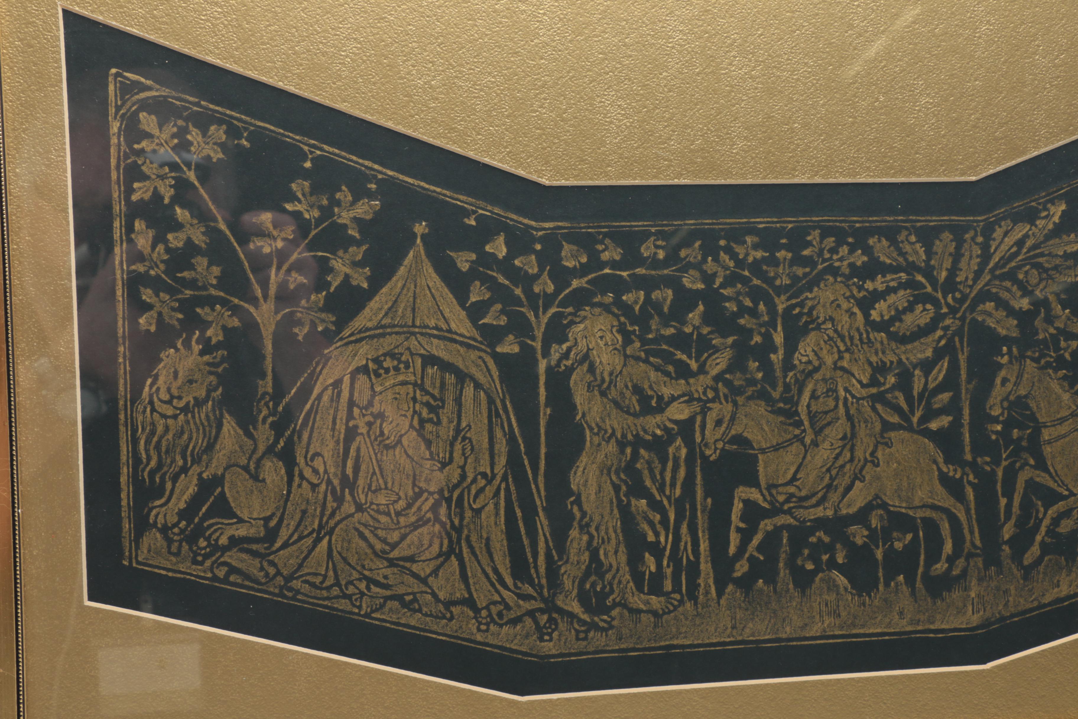 Gouache on Paper After a Medieval Relief