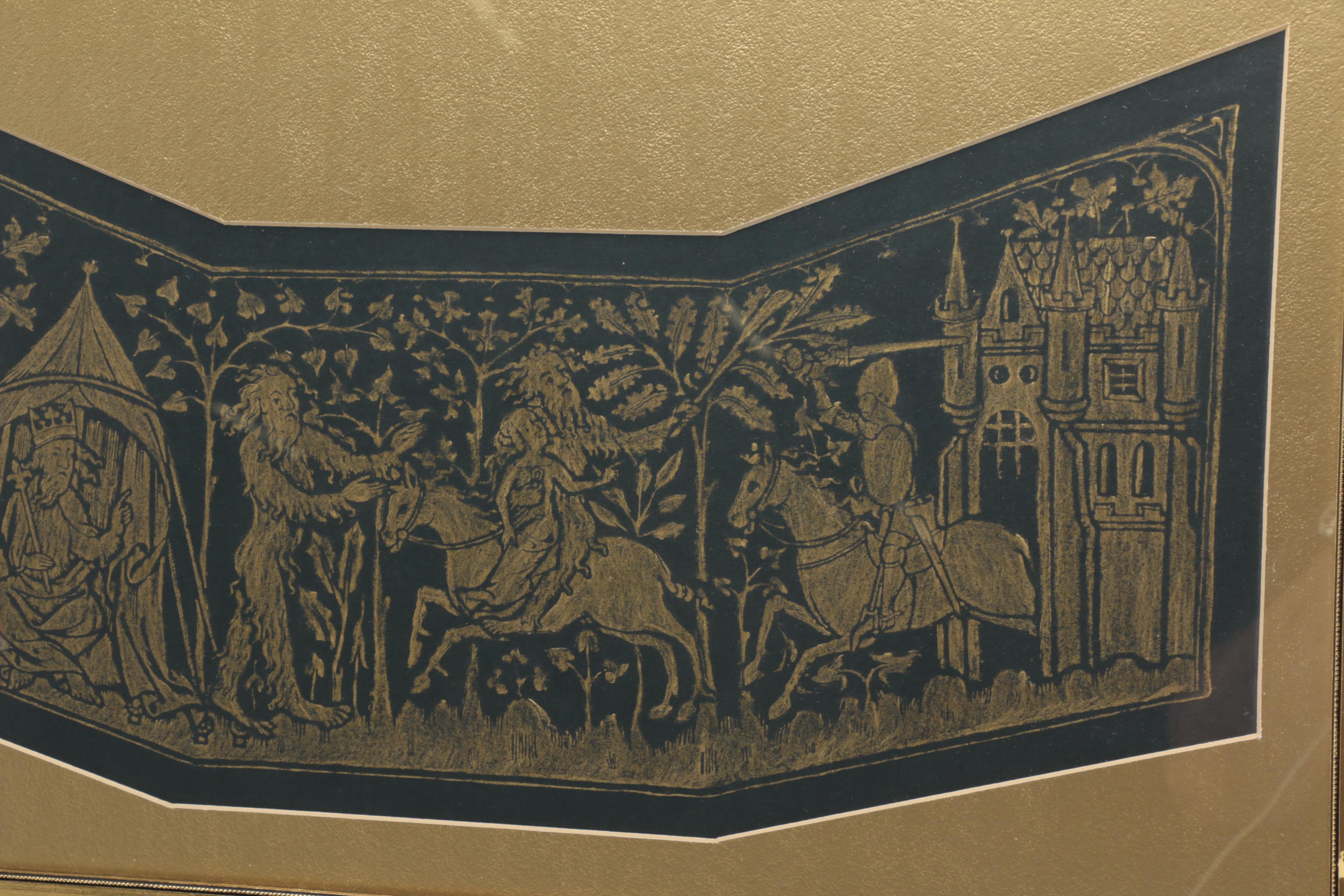 Gouache on Paper After a Medieval Relief