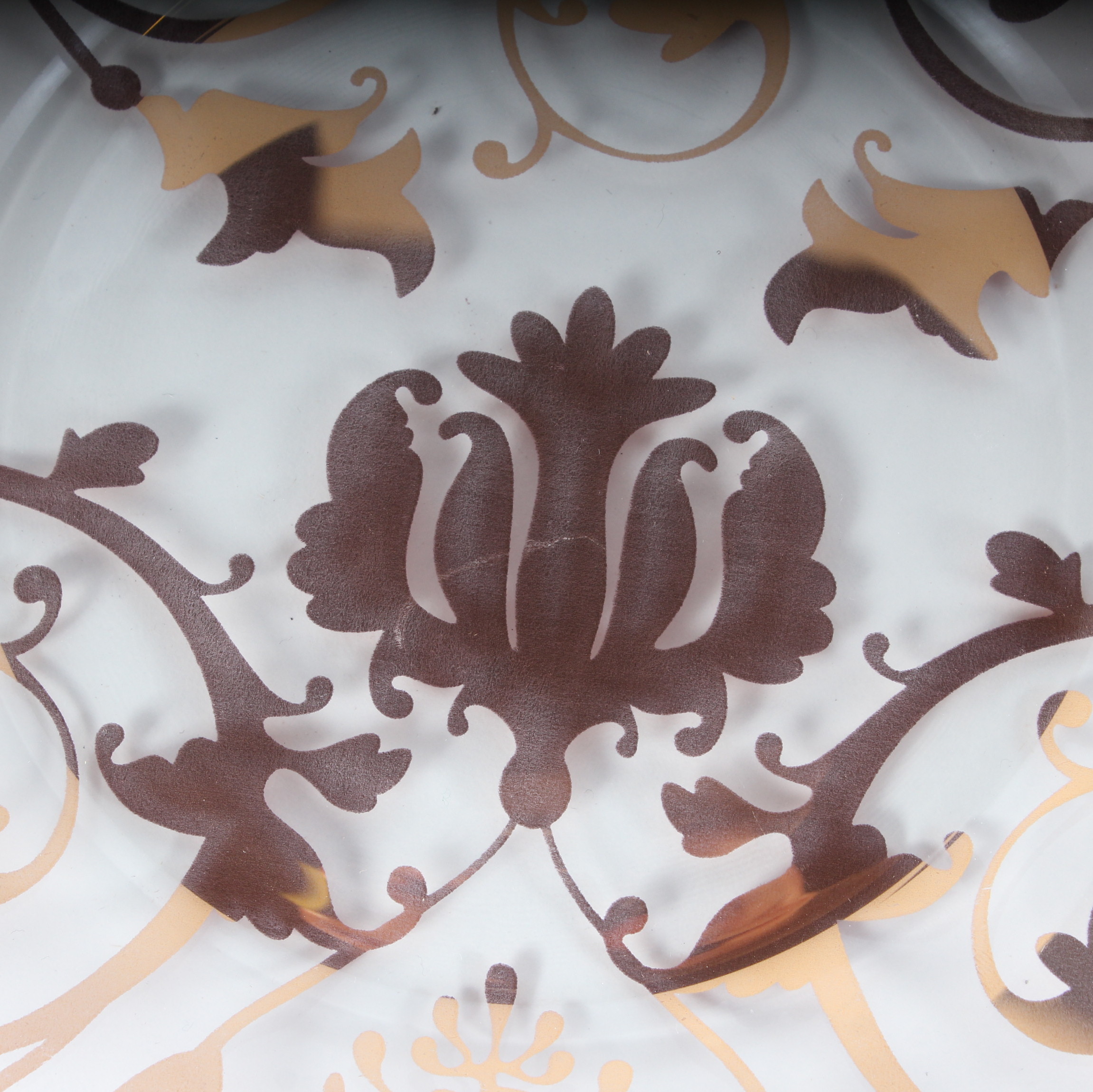 Glass Salad Plates With Gold Tone Decoration