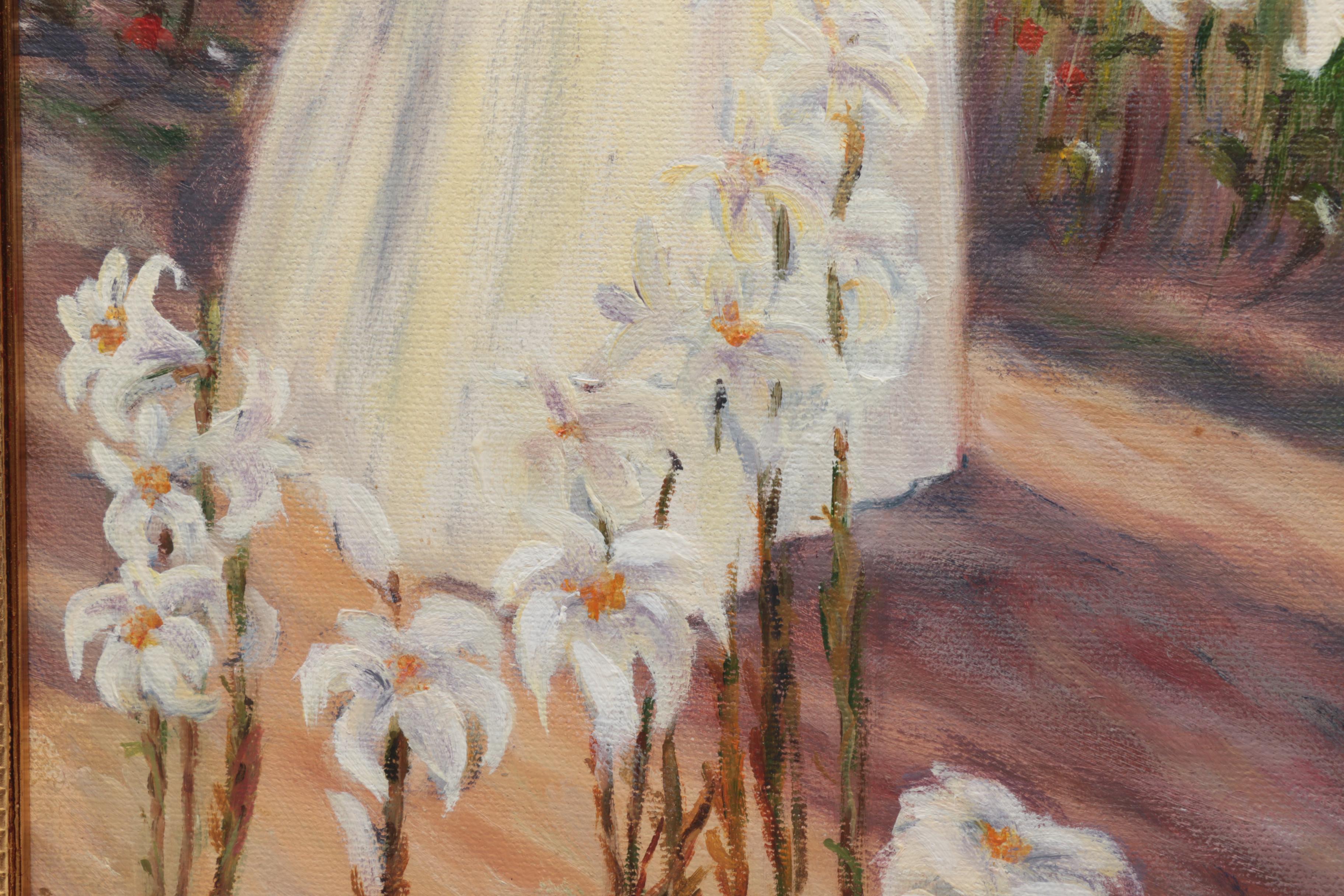 1982 Leonida Ivanetich Acrylic on Canvas Copy Painting After William De Leftwich Dodge's "The Novice"