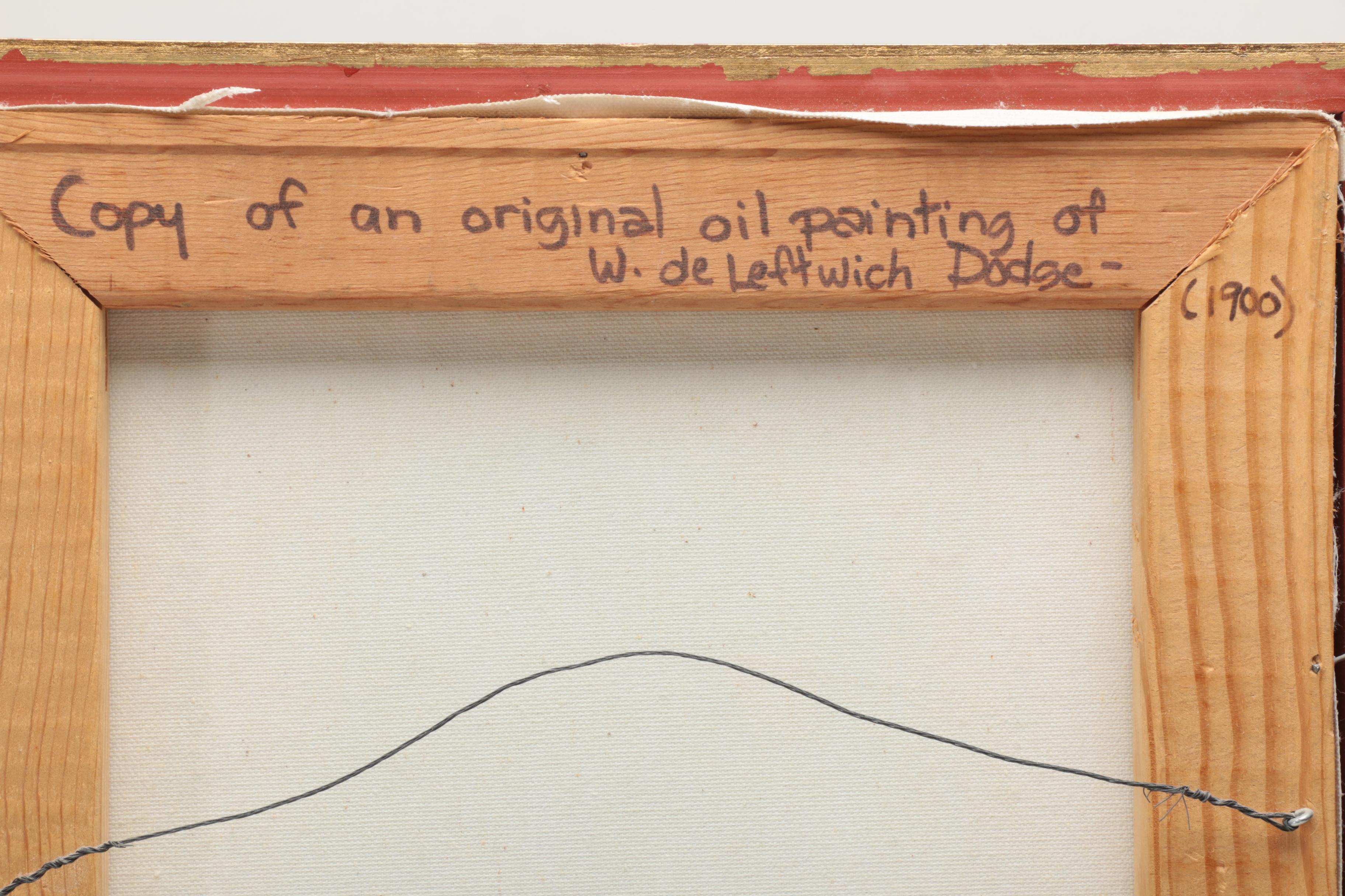 1982 Leonida Ivanetich Acrylic on Canvas Copy Painting After William De Leftwich Dodge's "The Novice"