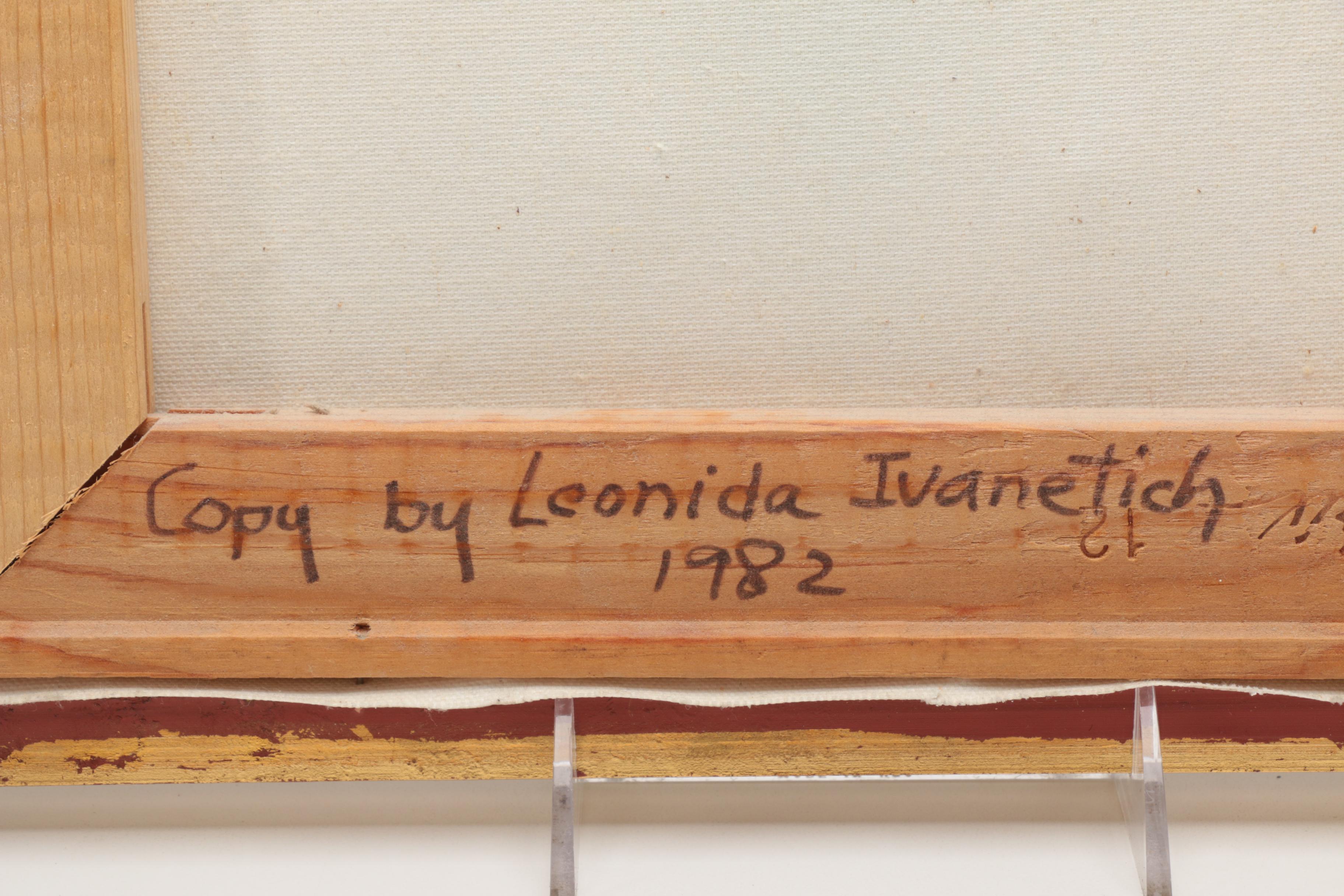 1982 Leonida Ivanetich Acrylic on Canvas Copy Painting After William De Leftwich Dodge's "The Novice"