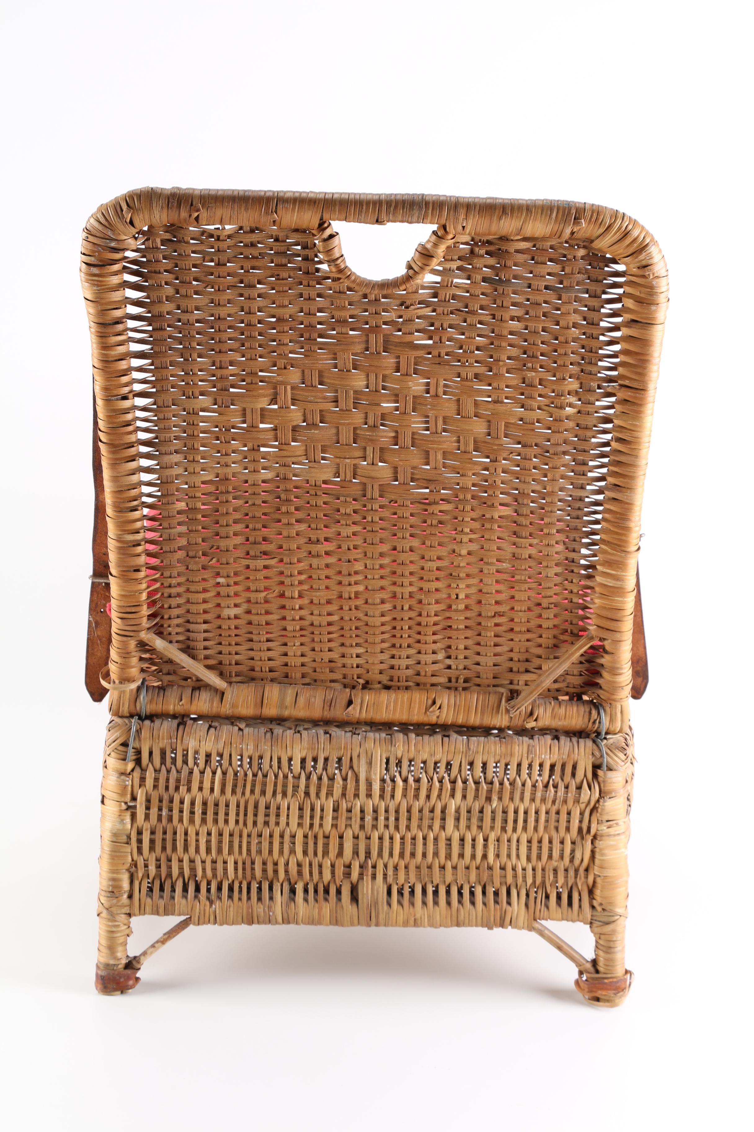 Portable Wicker Camping/Canoe Seat With Storage