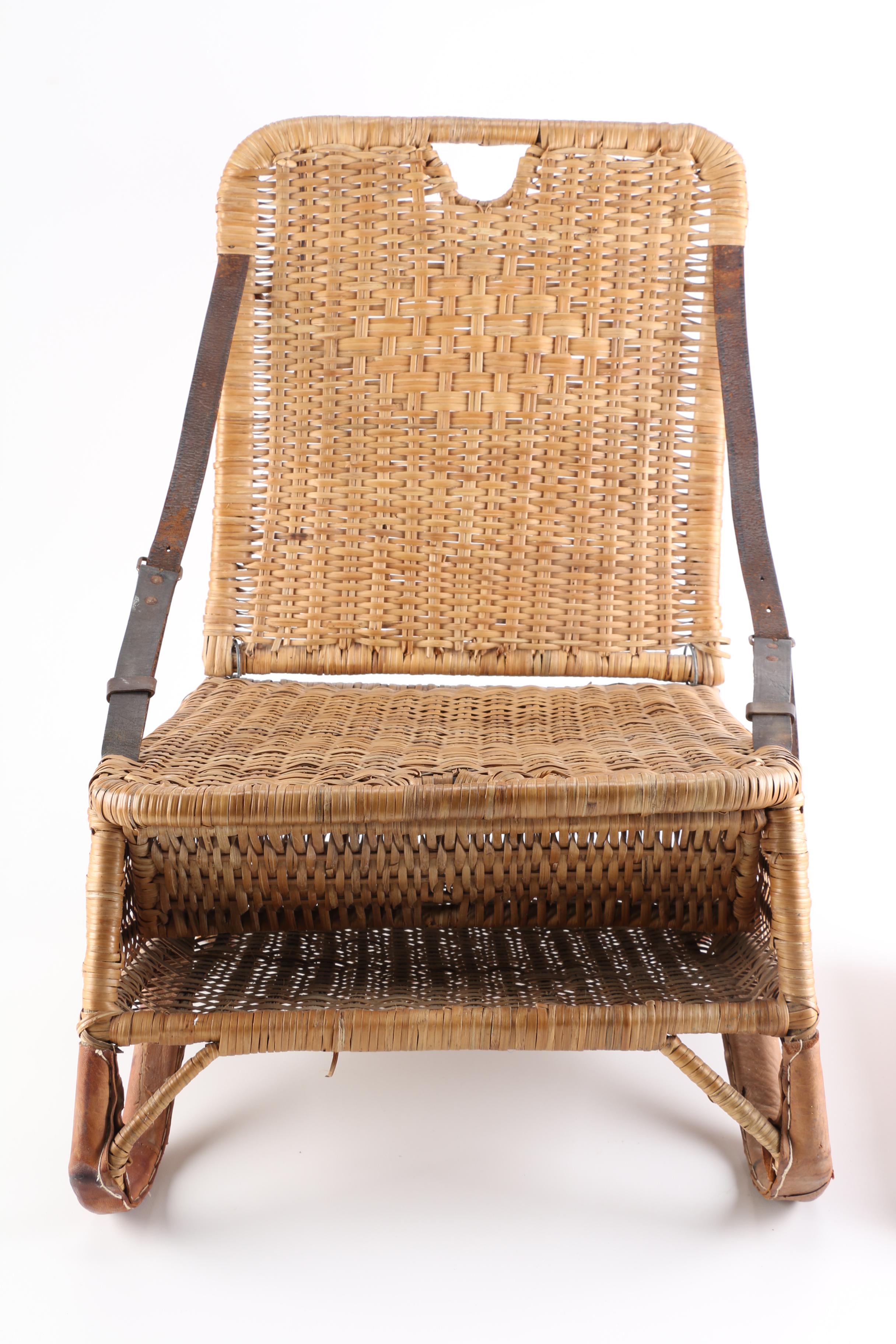 Portable Wicker Camping/Canoe Seat With Storage