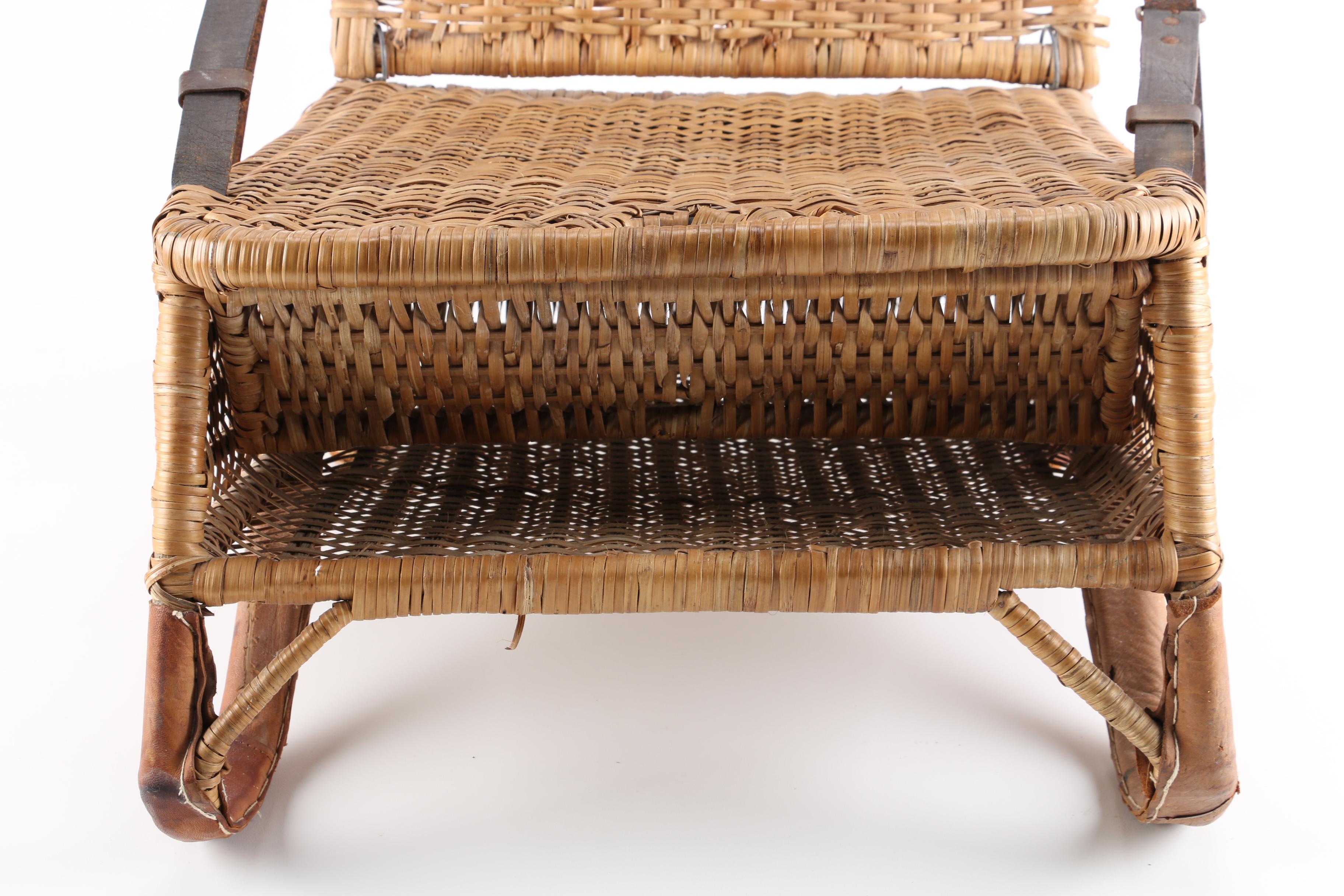 Portable Wicker Camping/Canoe Seat With Storage