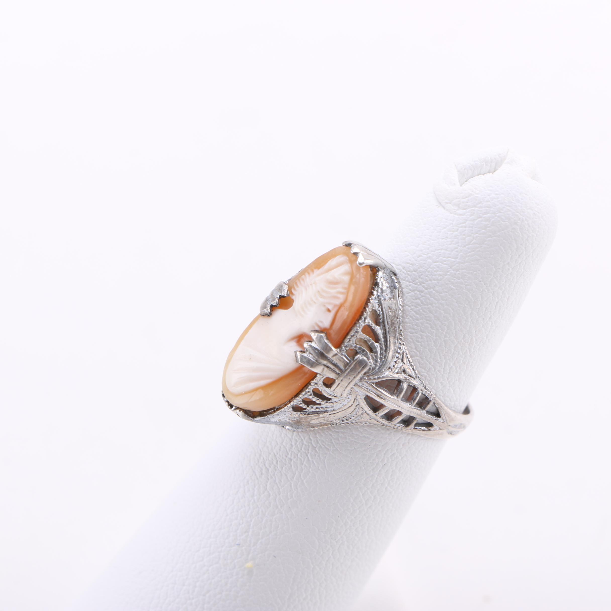 Elco Sterling Silver Charm Bracelet and Cameo Ring