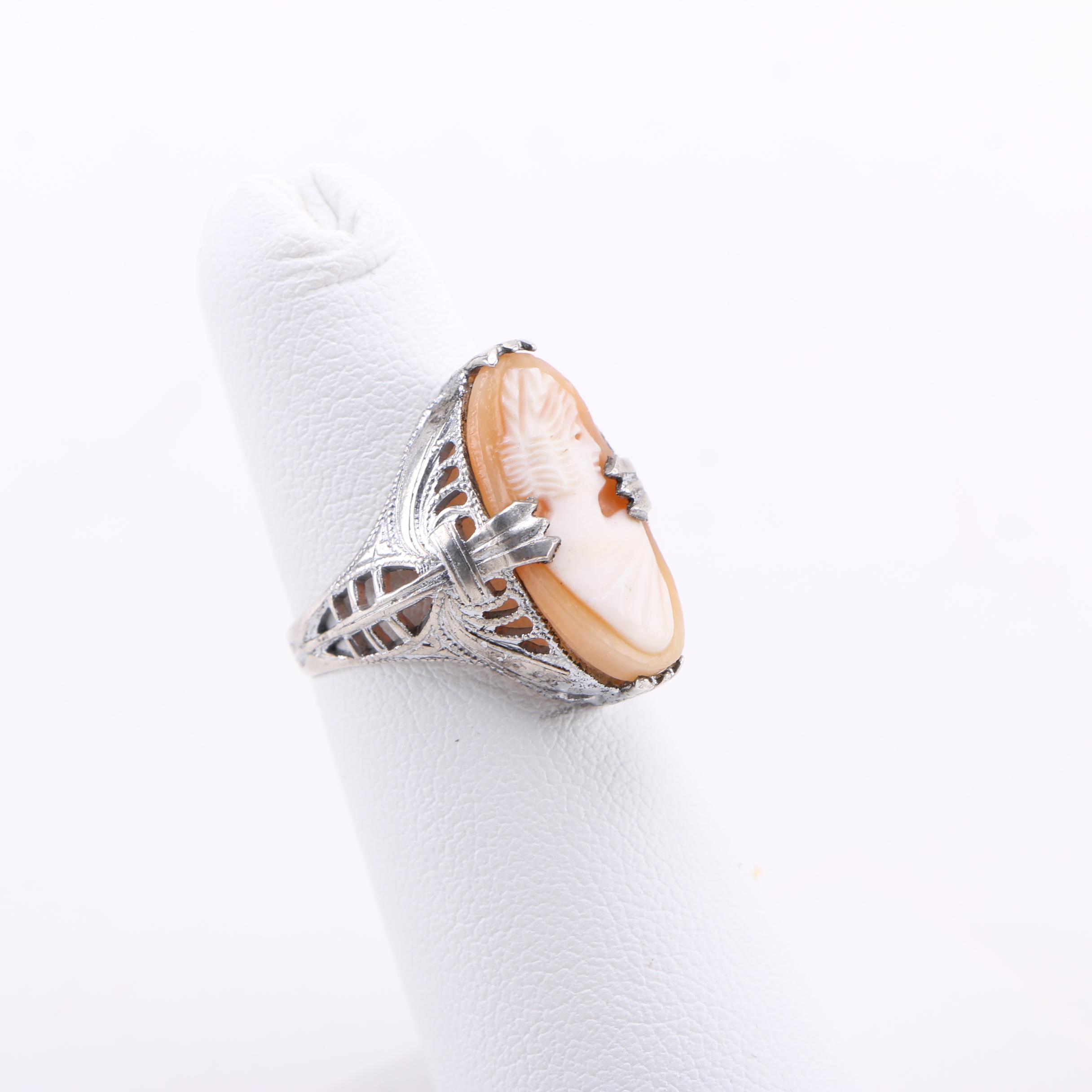 Elco Sterling Silver Charm Bracelet and Cameo Ring