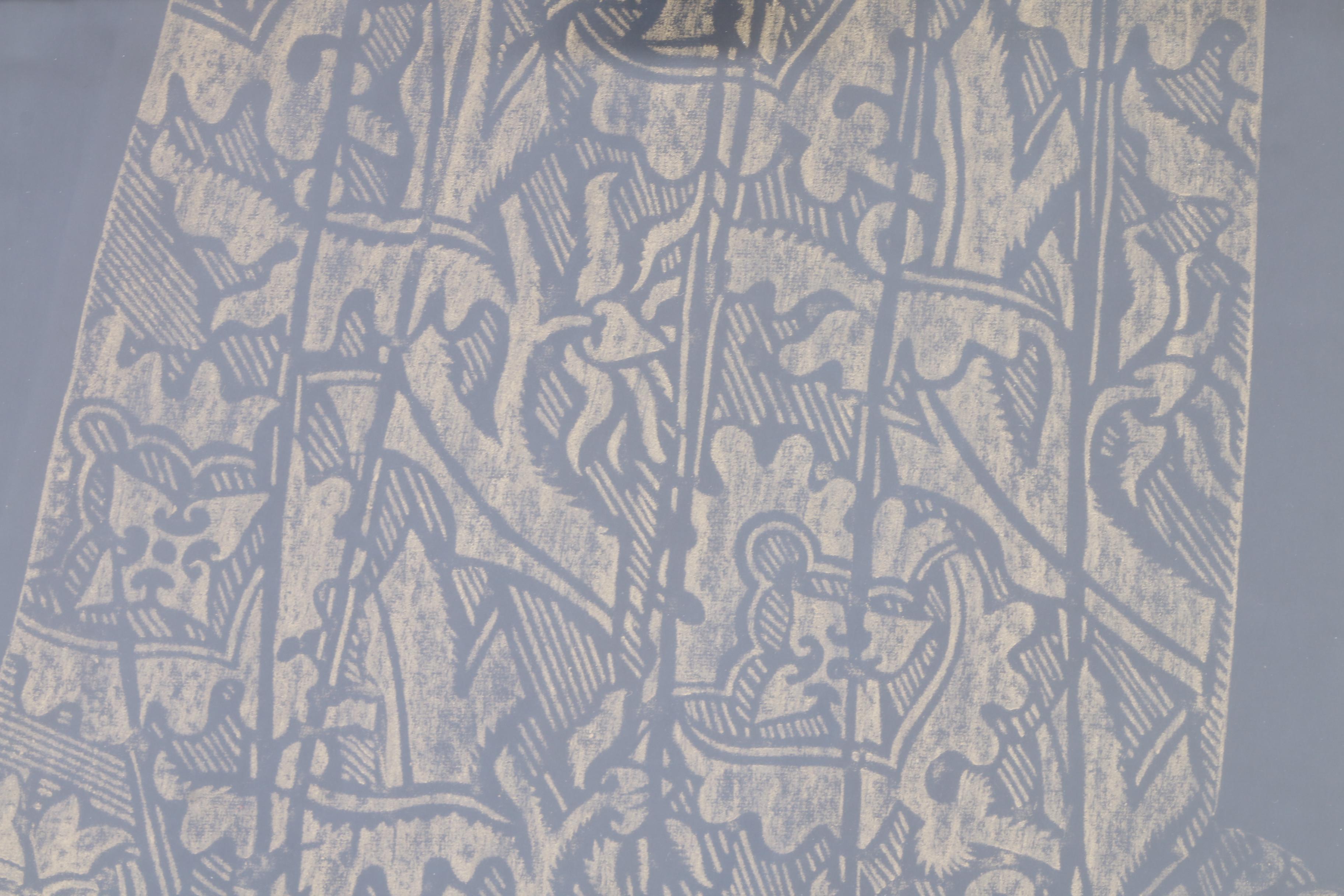 Brass-tone Rubbing on Black Paper "Lace Lady"