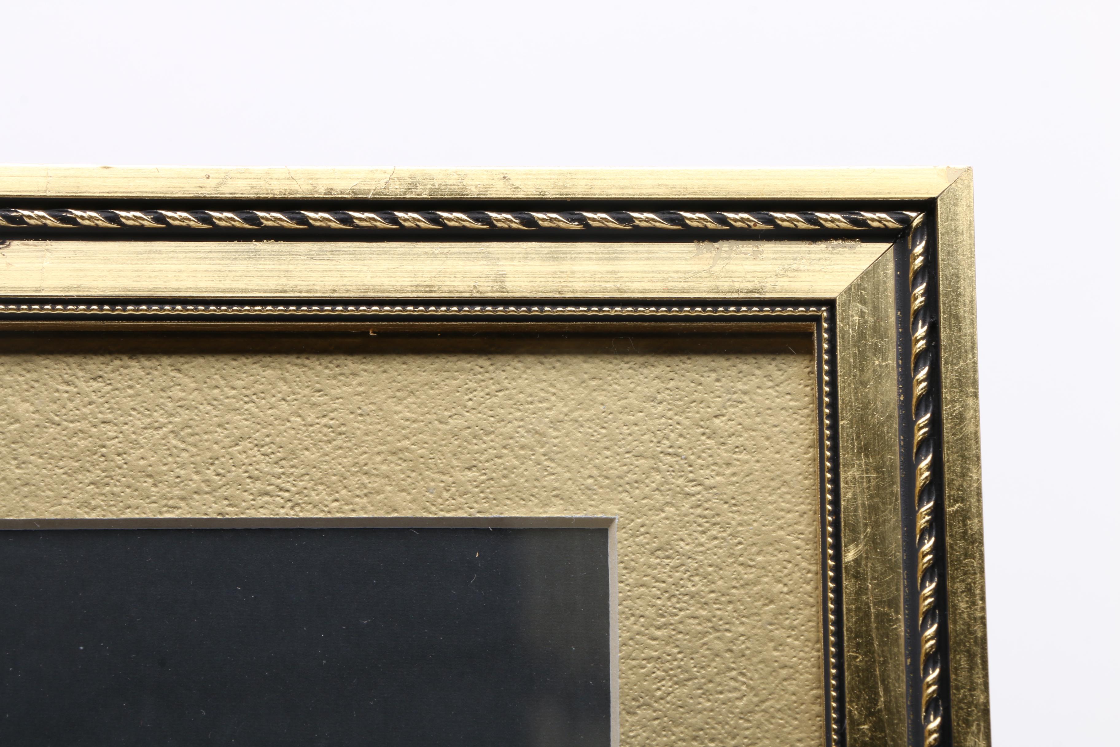 Brass-tone Rubbing on Black Paper "Lace Lady"