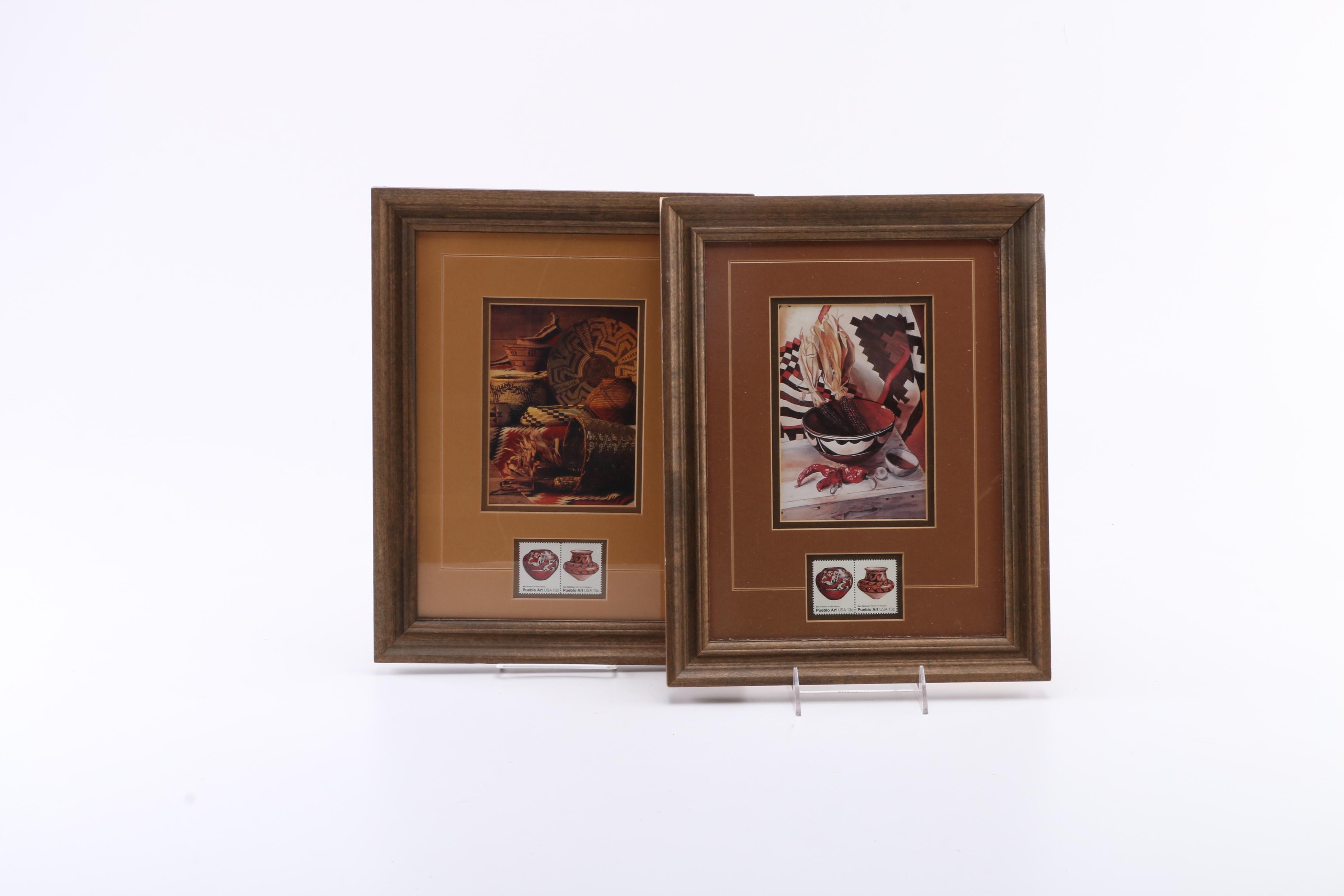 Pair of Offset Lithographs on Paper of Patterned Vases