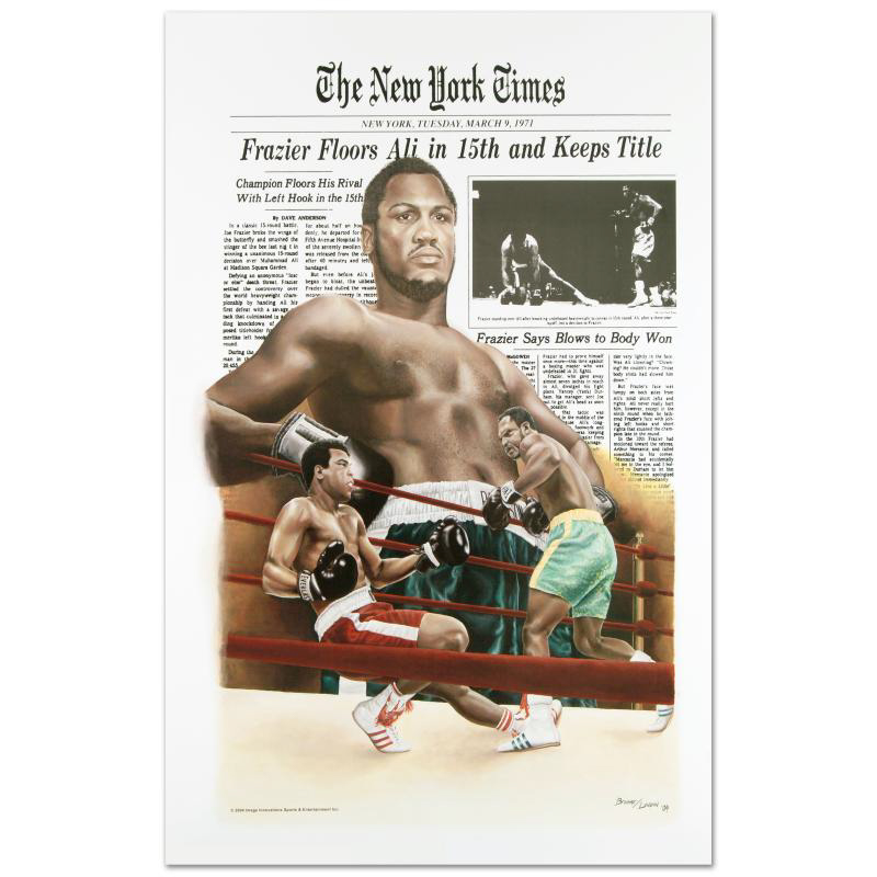 Muhammad Ali "Frazier Floors Ali" Lithograph Poster on Paper