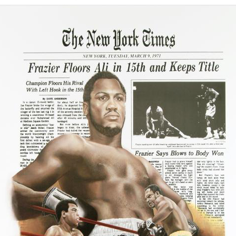 Muhammad Ali "Frazier Floors Ali" Lithograph Poster on Paper