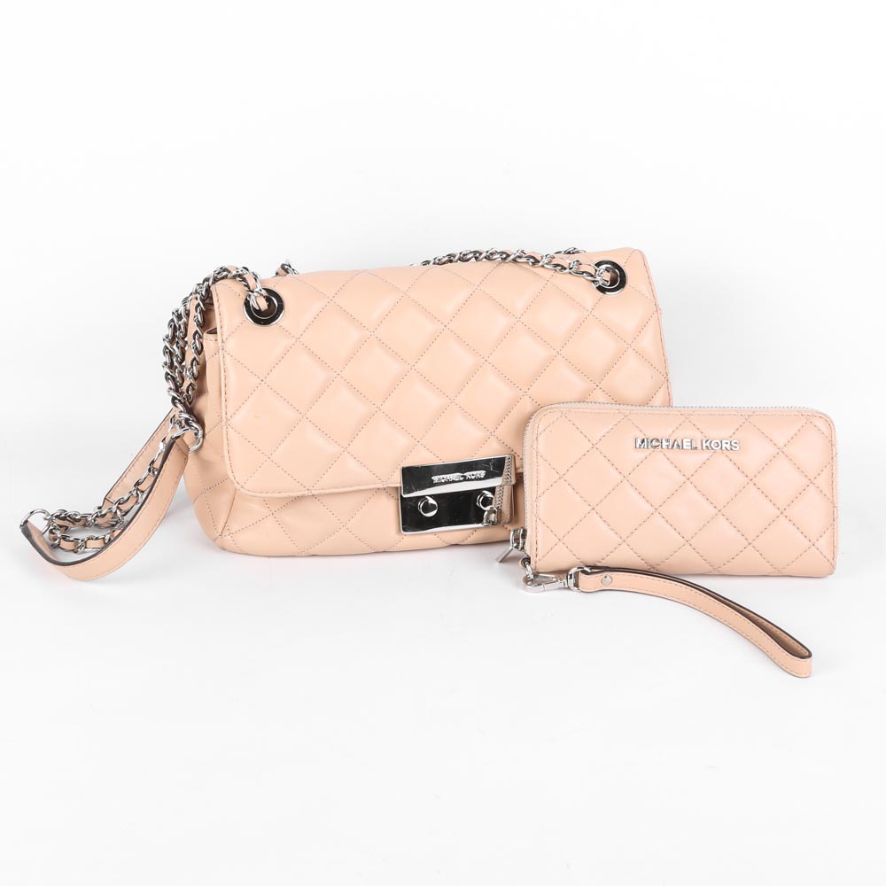 Michael Kors Sloan Chain Quilted Leather Shoulder Bag and Wristlet