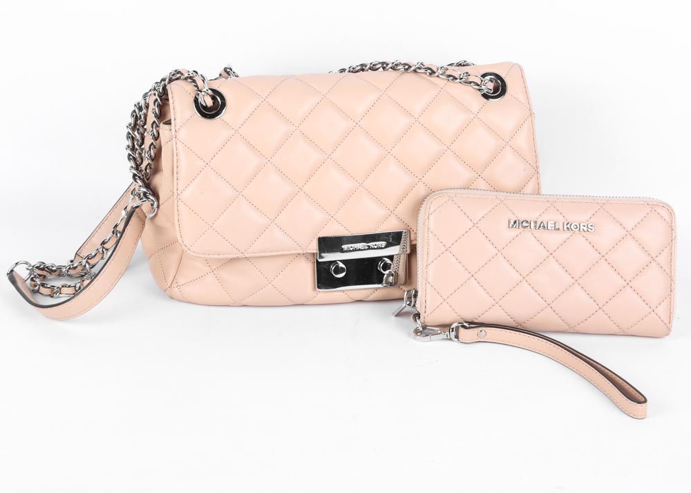 Michael Kors Sloan Chain Quilted Leather Shoulder Bag and Wristlet