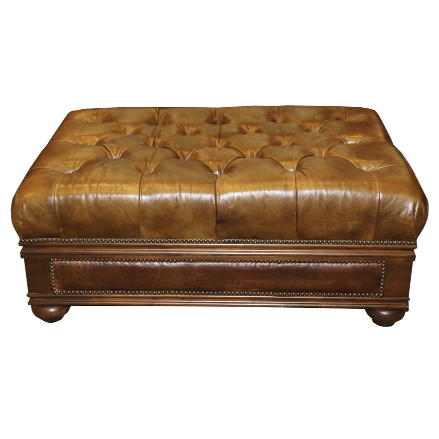 Tufted Leather Table Ottoman