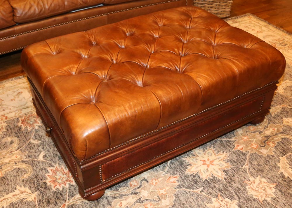 Tufted Leather Table Ottoman