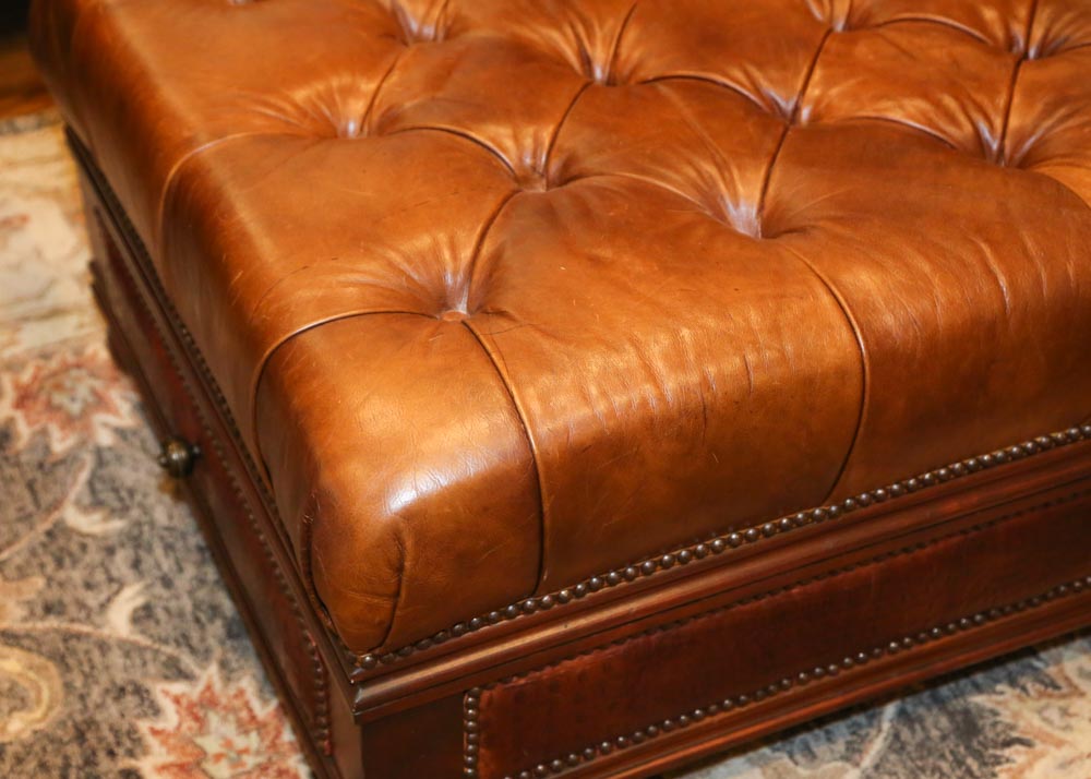 Tufted Leather Table Ottoman
