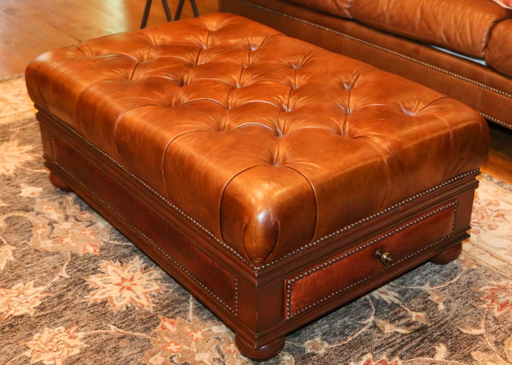 Tufted Leather Table Ottoman