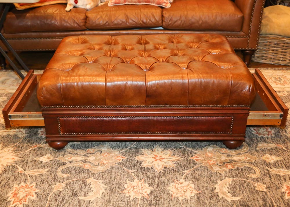 Tufted Leather Table Ottoman