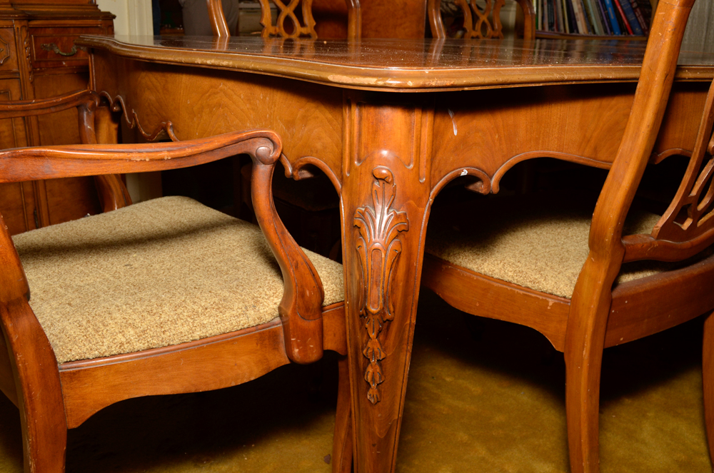 Vintage French ProvincialStyle Walnut Dining Set EBTH