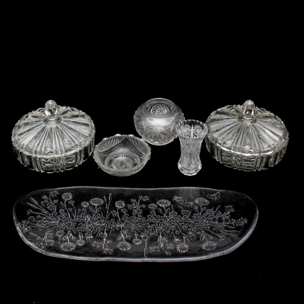 Cut and Pressed Glass Pieces