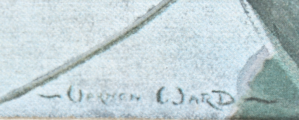 Glazed Lithograph After Vernon Ward's "Mevagissey Harbour."