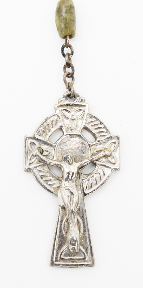 Connemara Marble Rosary With Celtic Silver Tone Cross