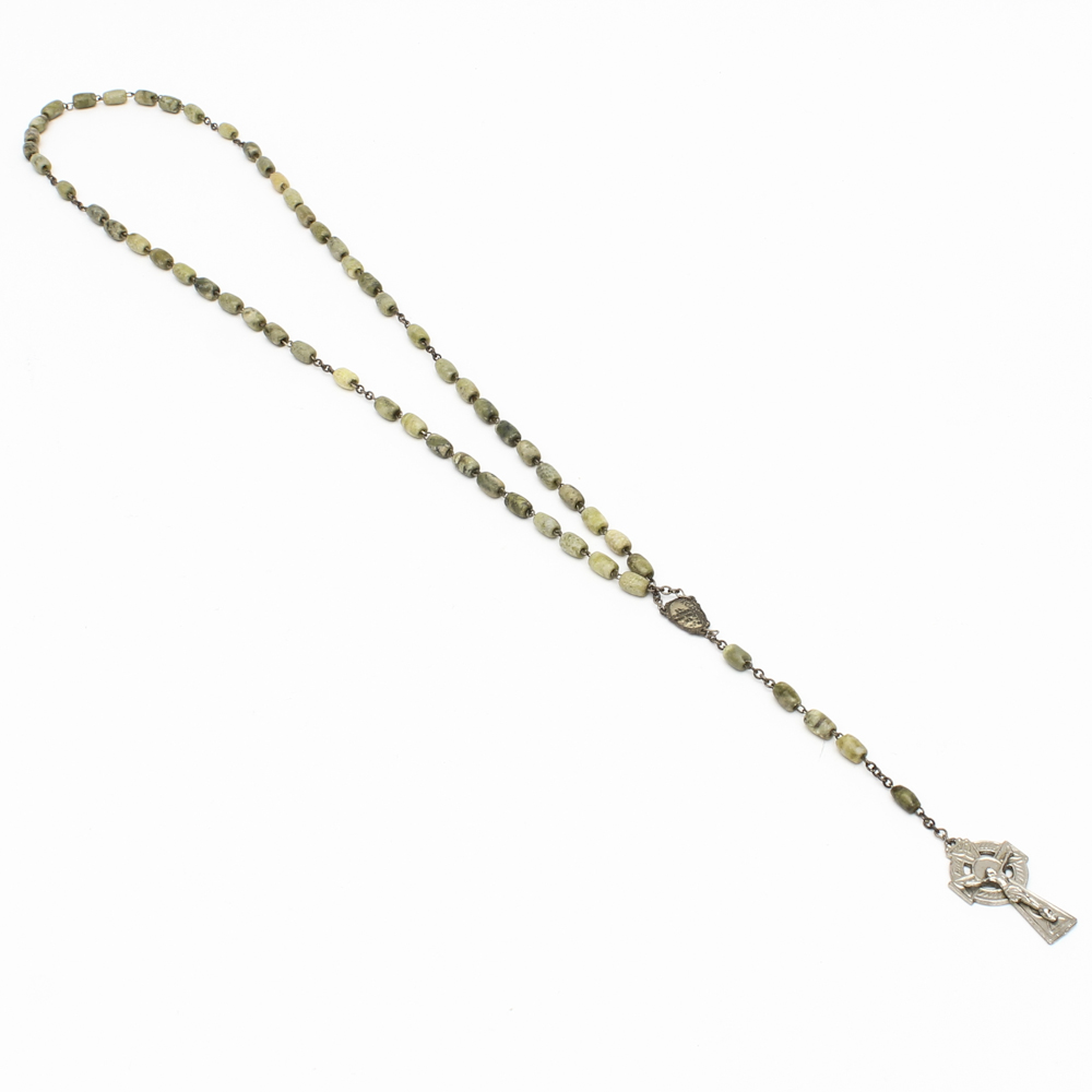 Connemara Marble Rosary With Celtic Silver Tone Cross