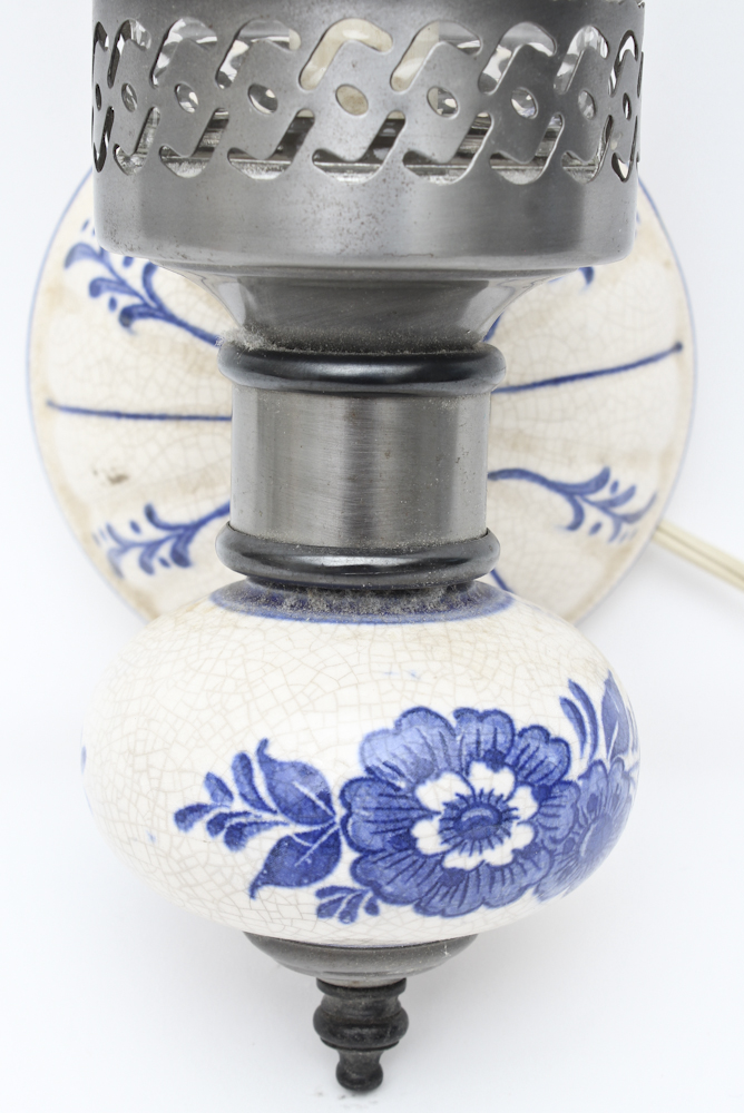 Blue and White Ceramic Sconce