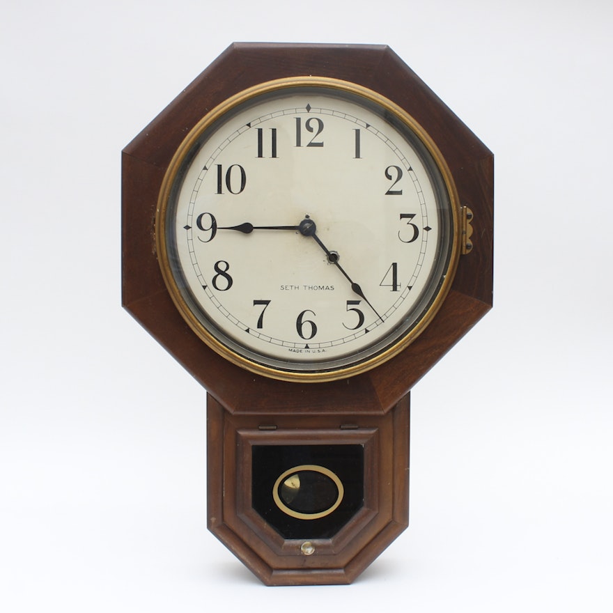 Vintage Seth Thomas Drop Octagon Wall Clock