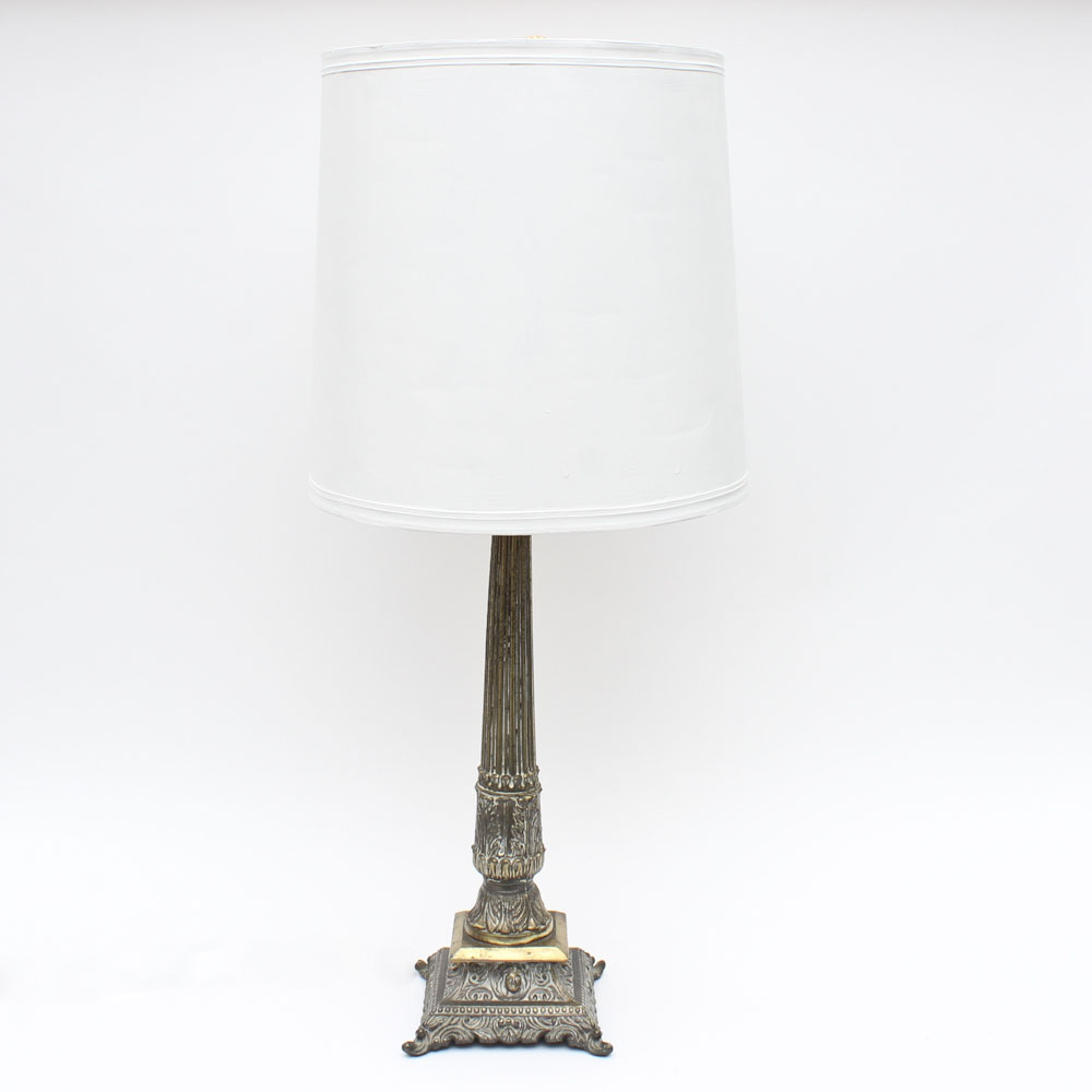 Footed Brass Table Lamp