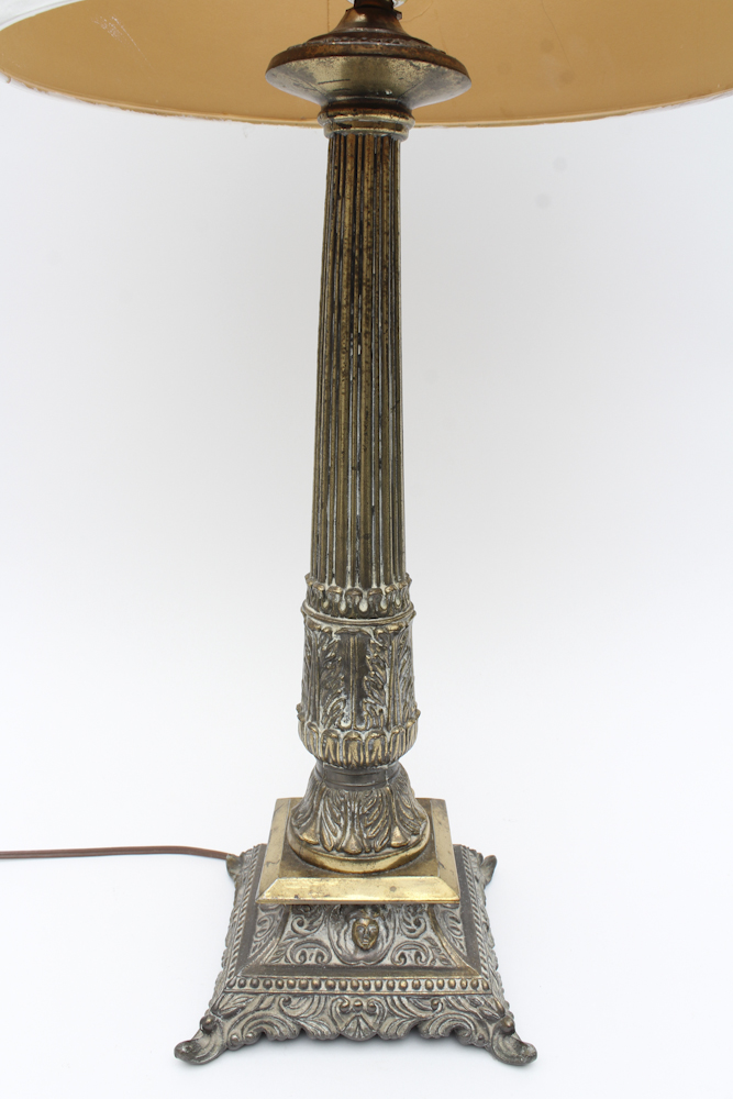 Footed Brass Table Lamp