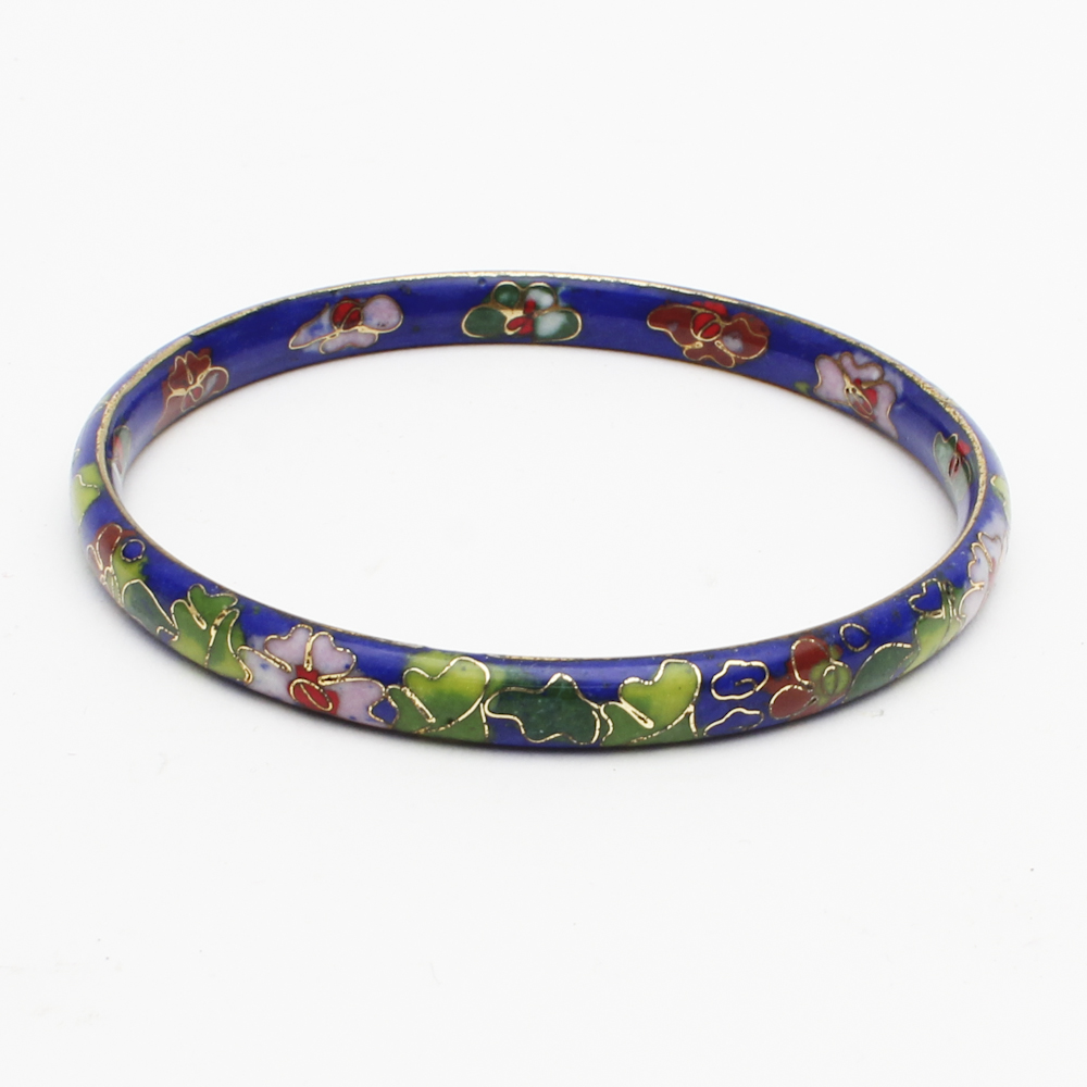 Cloisonné and Gold Plate Bangle Bracelet
