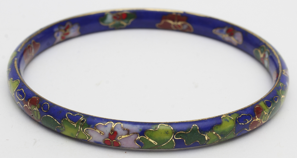 Cloisonné and Gold Plate Bangle Bracelet