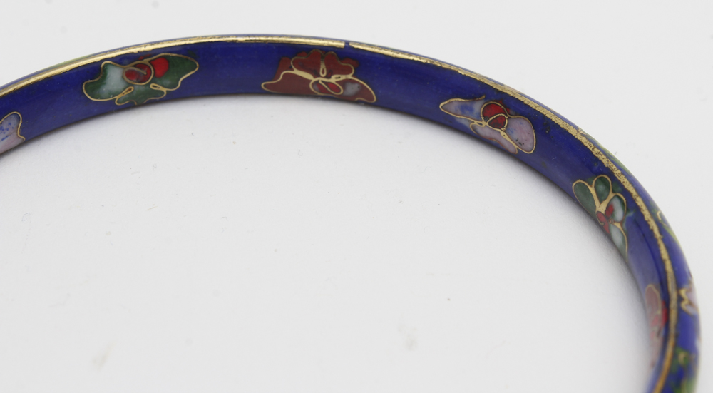 Cloisonné and Gold Plate Bangle Bracelet