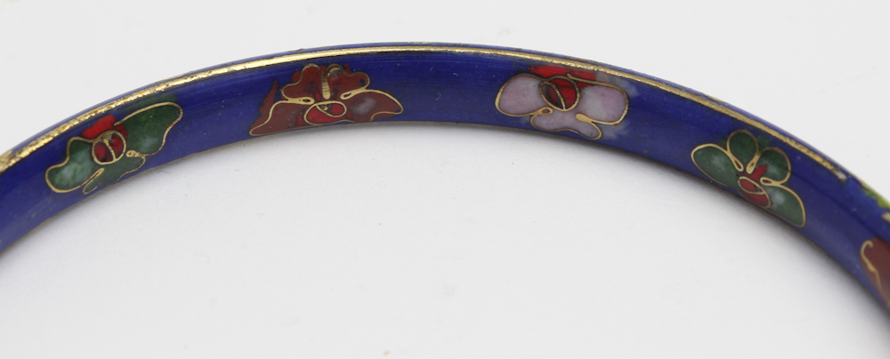 Cloisonné and Gold Plate Bangle Bracelet