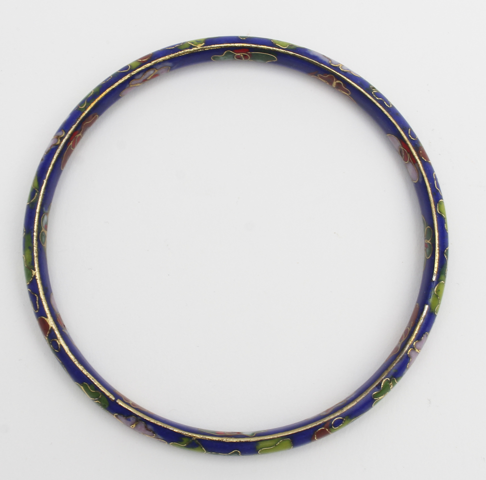 Cloisonné and Gold Plate Bangle Bracelet