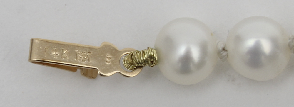 Freshwater Pearl and 14 Karat Yellow Gold Bead Necklace