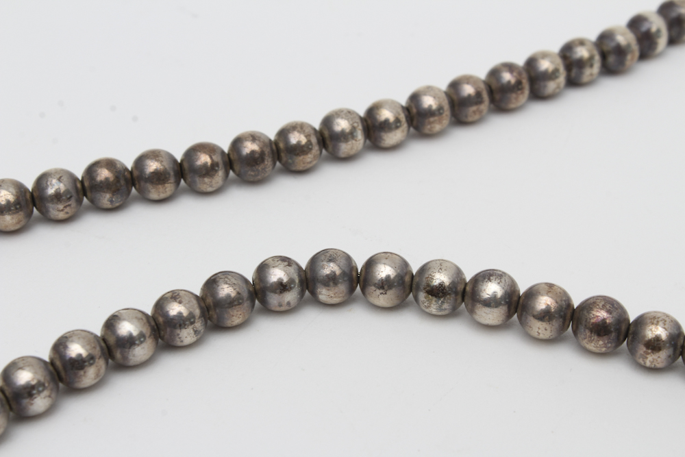 Graduated Silver Plate Bead Necklace