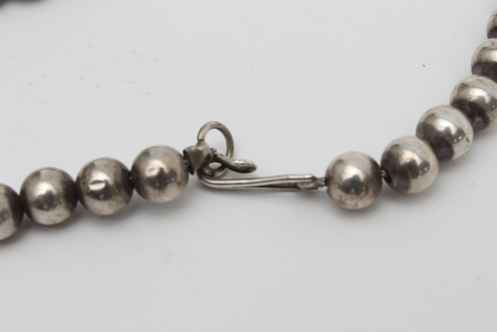 Graduated Silver Plate Bead Necklace