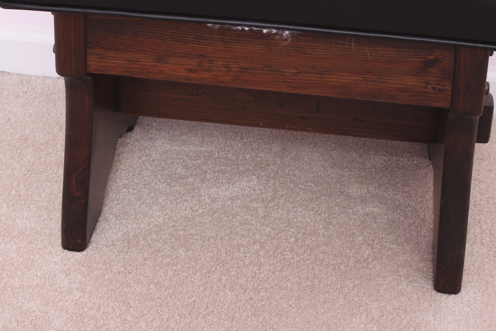 Ethan Allen Black Leather Covered Stool