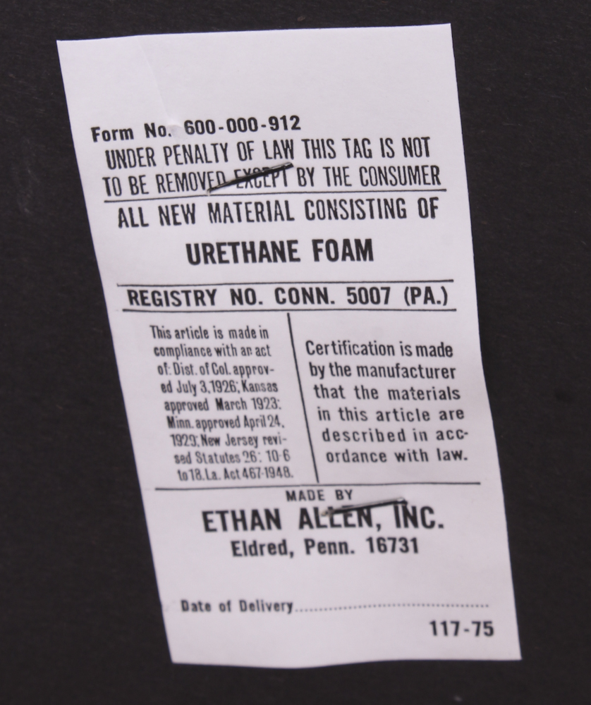 Ethan Allen Black Leather Covered Stool