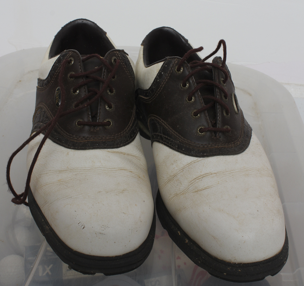 Assortment of Golf Clubs and Accessories