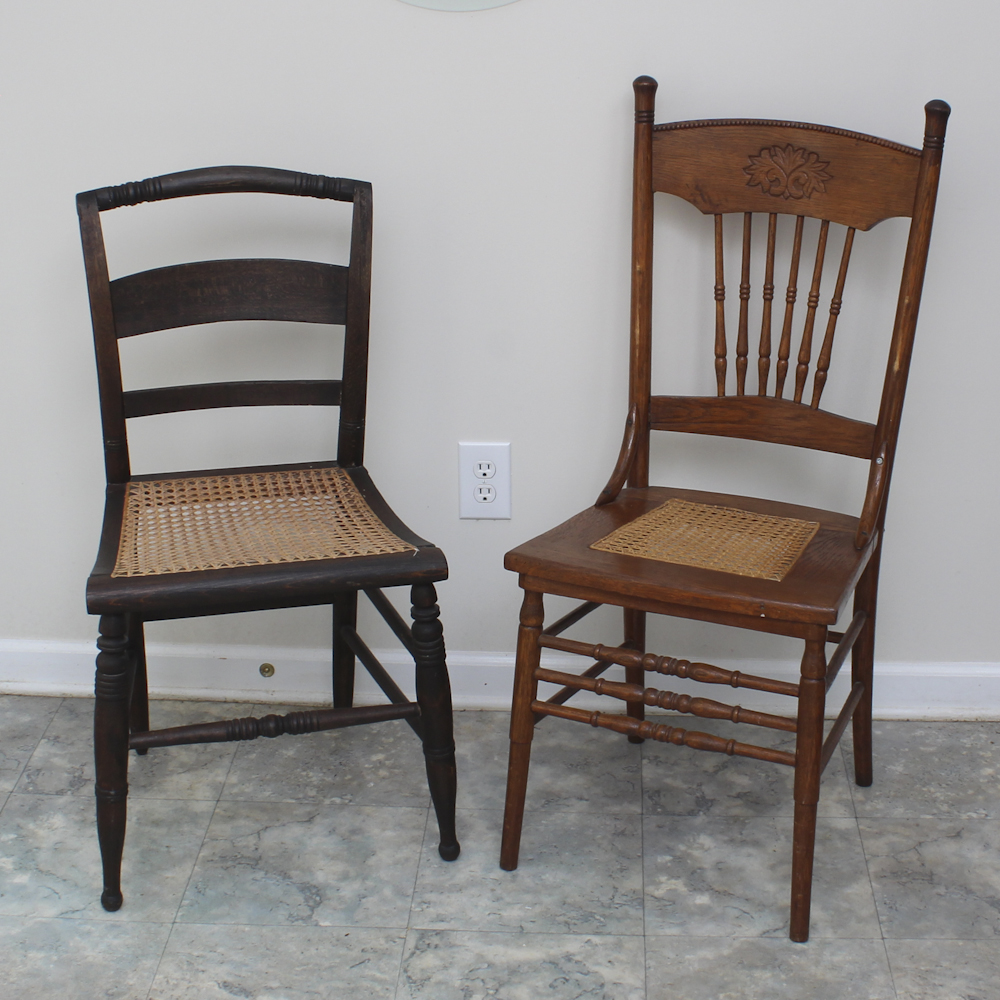 Grouping of Vintage Cane Seated Chairs