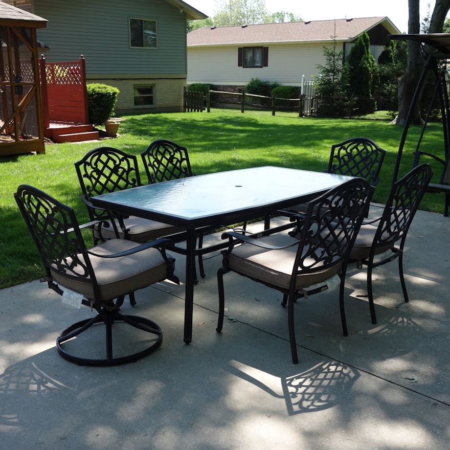 Martha Stewart Living Patio Glass Top Table & Six Chairs