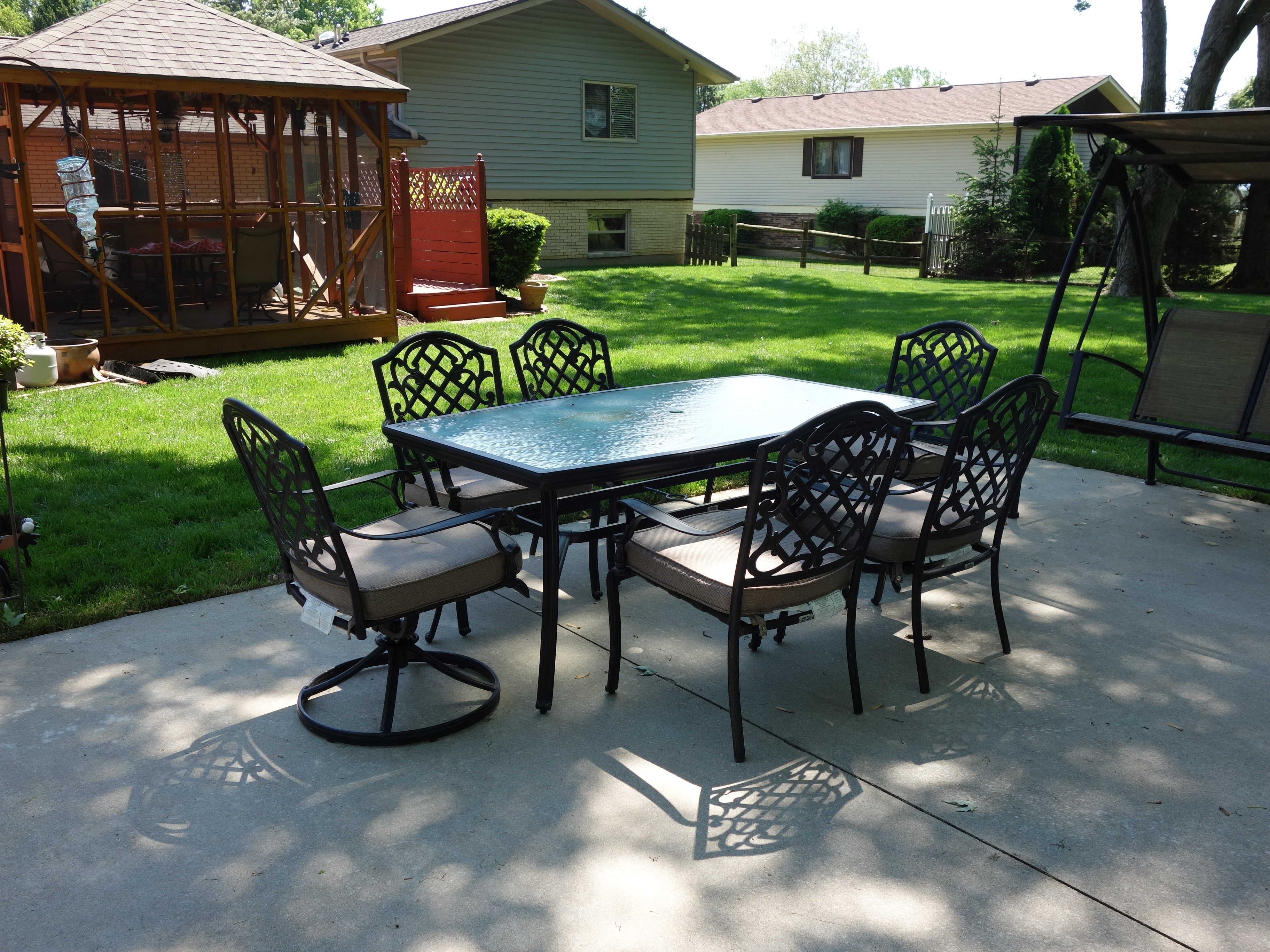 Martha Stewart Living Patio Glass Top Table & Six Chairs